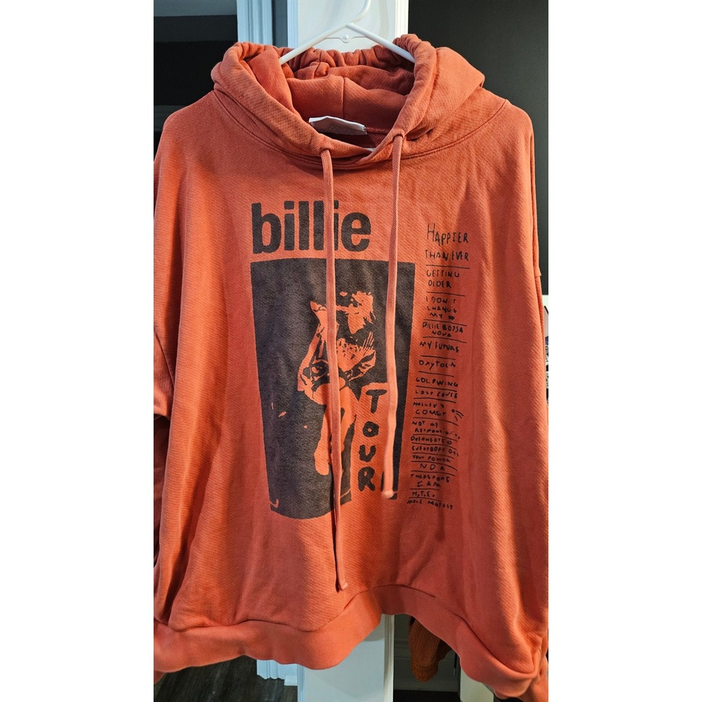 Billie Eilish Happier Than Ever World Tour Hoodie Orange XL Organic Cotton USA